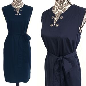 BANANA REPUBLIC Dress Sleeveless V Neck Grommet Accent Belted Shift 6